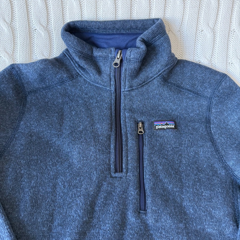 Patagonia Better Sweater 1/4 Zip Medium 10 Neutral Blue Winter Layer Ski Top - Picture 2 of 7